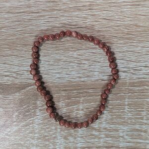 Goldstone Beaded Stretch Bracelet Brown Sparkle Gemstone 7.5"